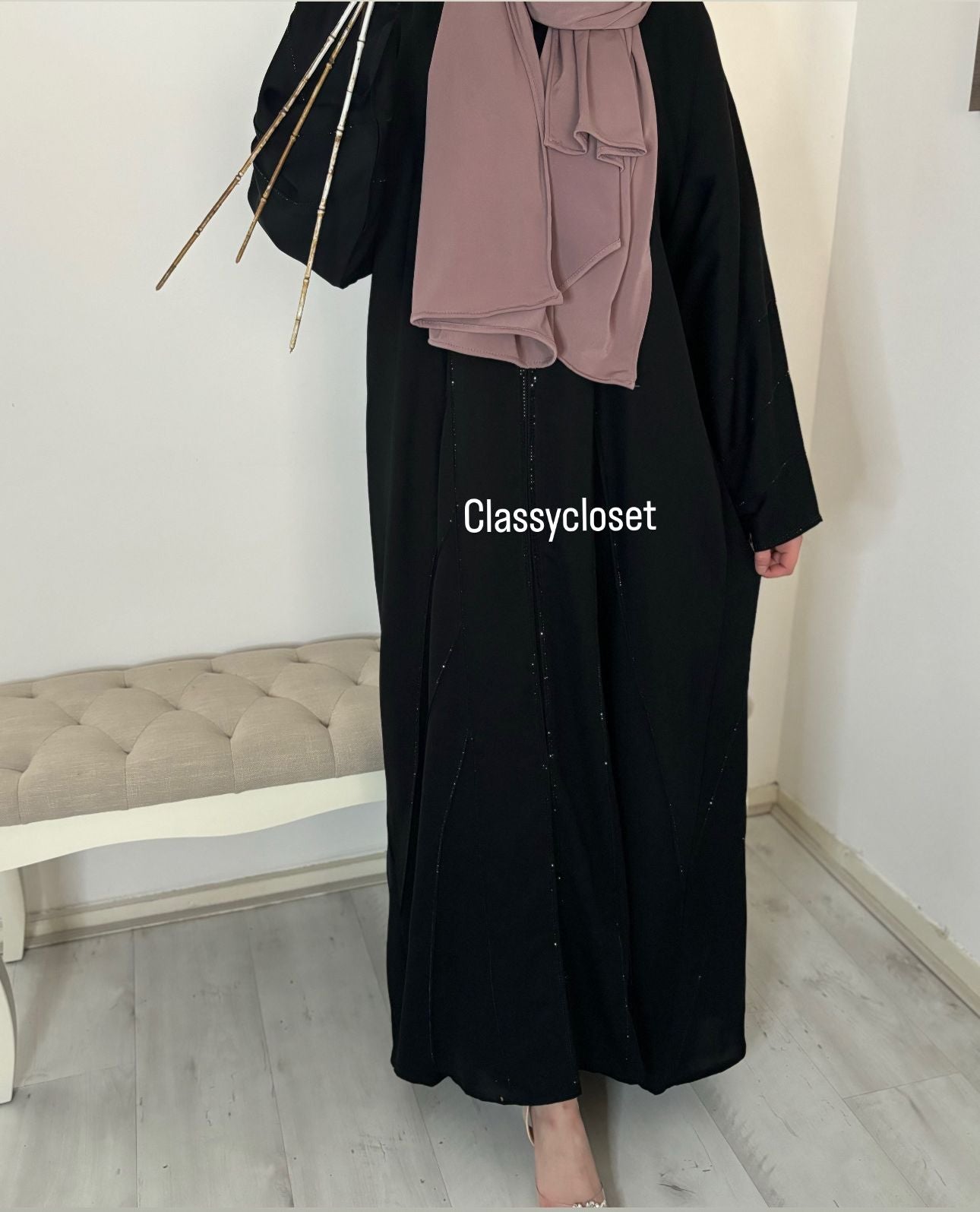 EMIRATES STONES ABAYA BLACK