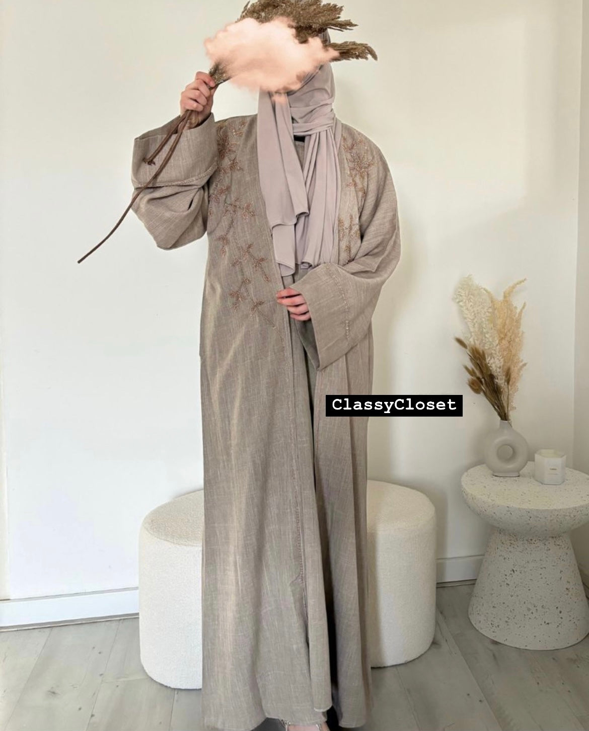 EMIRATES LINNEN TAUPE KIMONO