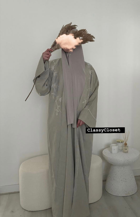 EMIRATES LINNEN GRIJS/GROEN KIMONO