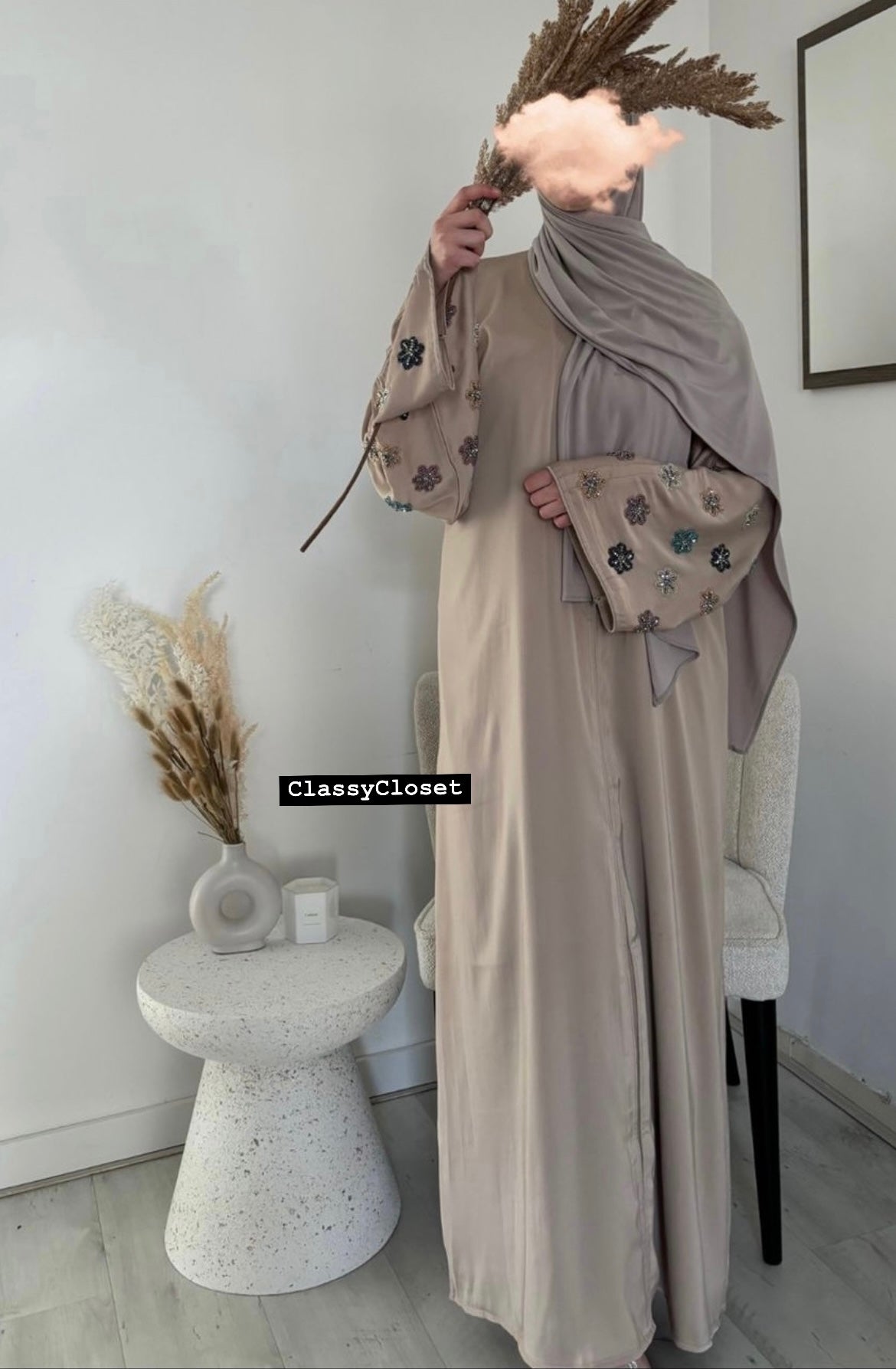 EMIRATES STONE BEIGE ABAYA