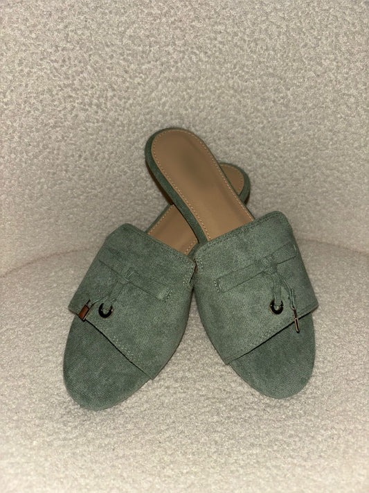 SLIPPERS GROEN FLUWEEL