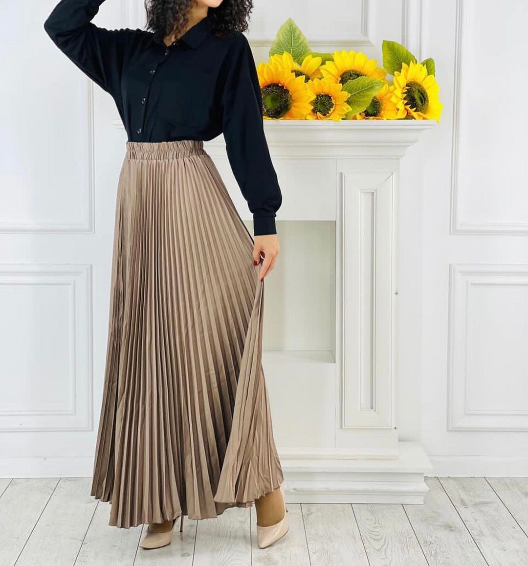 PLISSÉ ROK CAMEL/GOUD