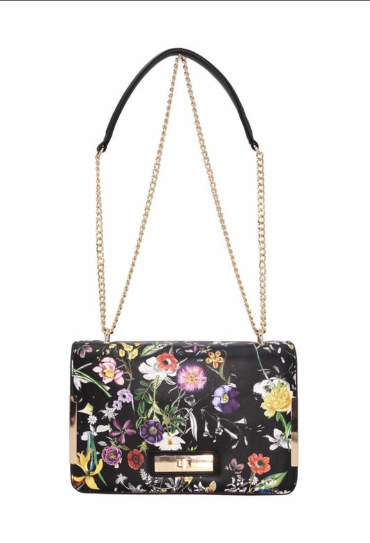 TAS ZWART MET BLOEMEN