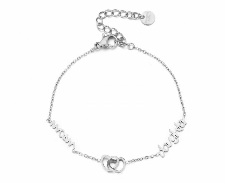 ARMBAND MOM love DAUGHTER ZILVER