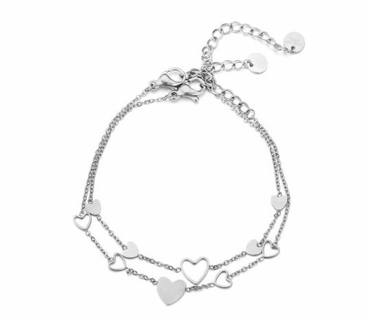 ARMBAND HARTJES ZILVER